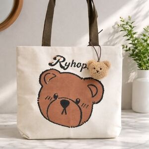 Cute Bear Canvas Tote Bag